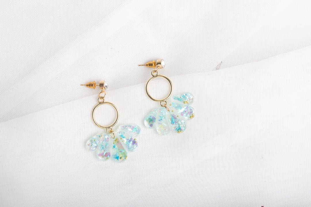 Handmade resin earrings - 耳环/耳夹 - 塑料 紫色