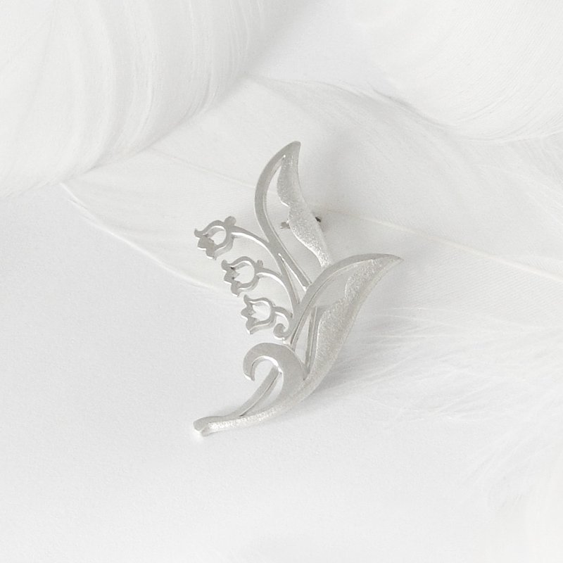 鈴蘭 / 925純銀胸針-給她的禮物 - 胸针 - 纯银 银色