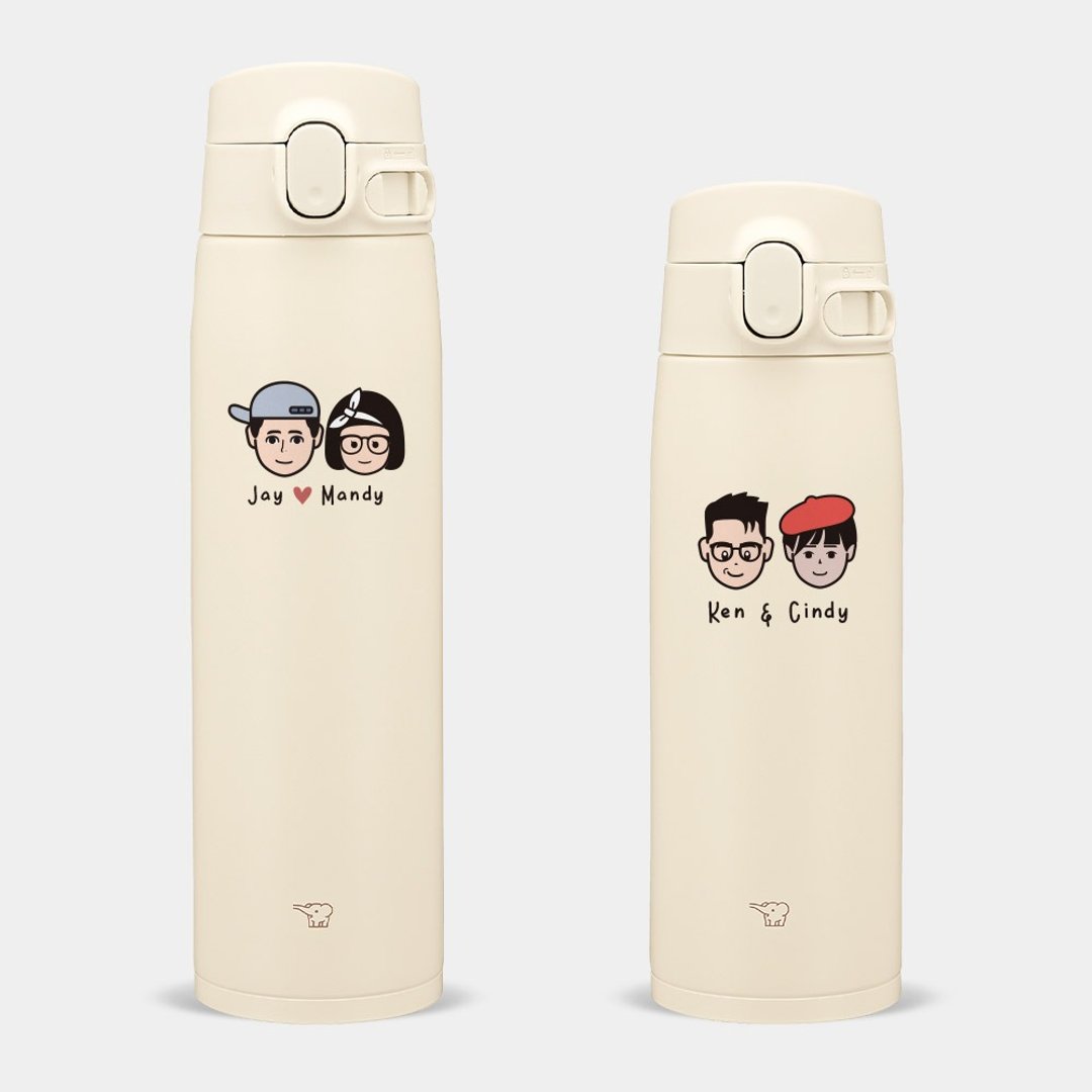 【定制化礼物】送礼 Q版头像 象印 600 / 720ML 弹盖保温瓶 005 - 保温瓶/保温杯 - 不锈钢 卡其色