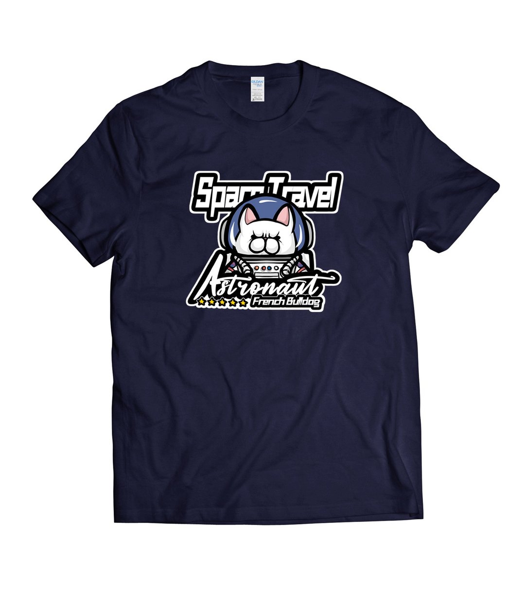 法斗太空人 法斗犬 原创T恤-T-shirt 白/黑/灰/藏青 - 男装上衣/T 恤 - 棉 黑色