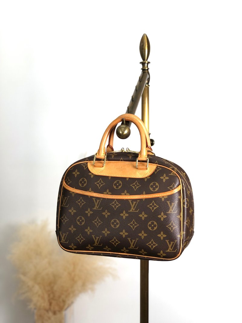 【日本直送 品牌二手包】LOUIS VUITTON 手提包棕PVC/皮革 Trouville M42228 保龄球包 wmhwus - 手提包/手提袋 - 防水材质 咖啡色