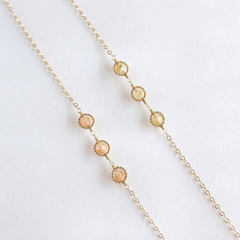 14KGF 金发晶/太阳石 天然石手链 脚链 可自选宝石搭配 - 手链/手环 - 宝石 黄色