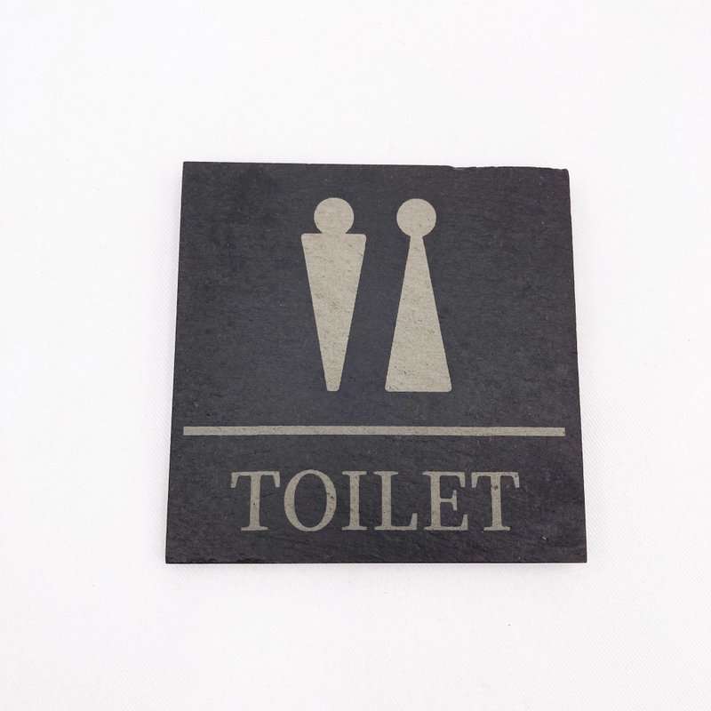 厕所标示牌 洗手间指示牌 化妆室挂牌 公共标识 Toilet 商店标示 - 墙贴/壁贴 - 石头 黑色