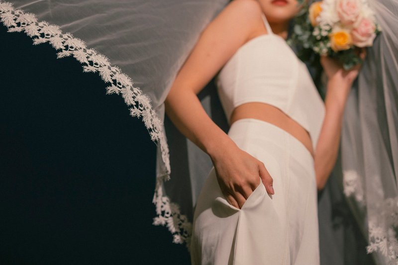 花蔓蕾丝长头纱       轻婚纱首选 - 发饰 - 其他材质 白色