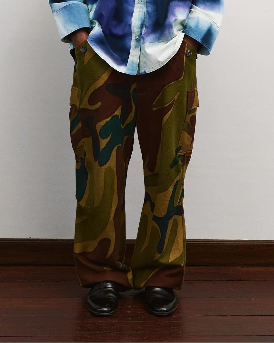 蜡染 M65 工装裤 - 男士长裤 - 棉 咖啡色