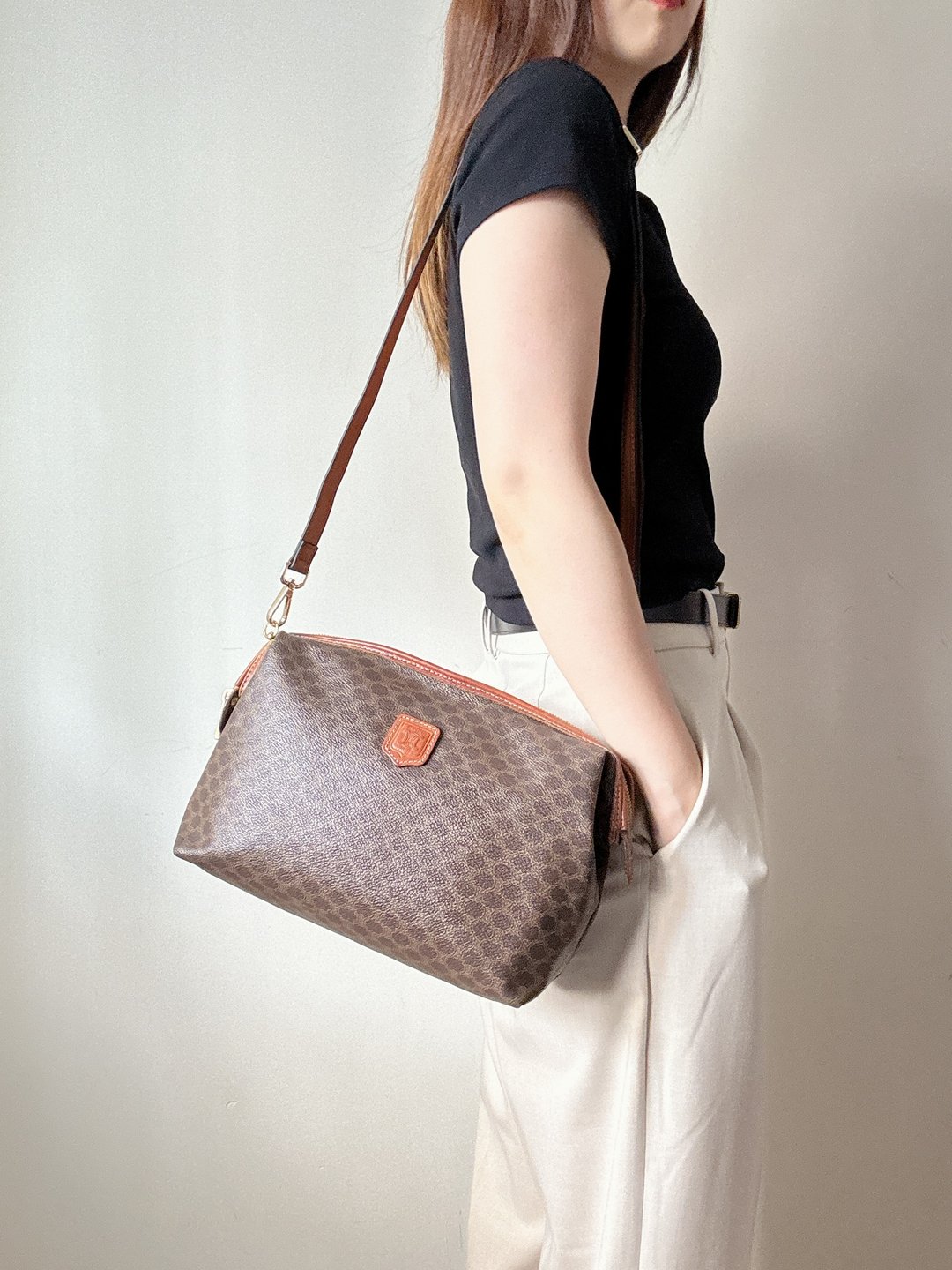 中古人气 Celine Macadam 席琳老花 云朵包 旅行包 - 侧背包/斜挎包 - 防水材质 咖啡色