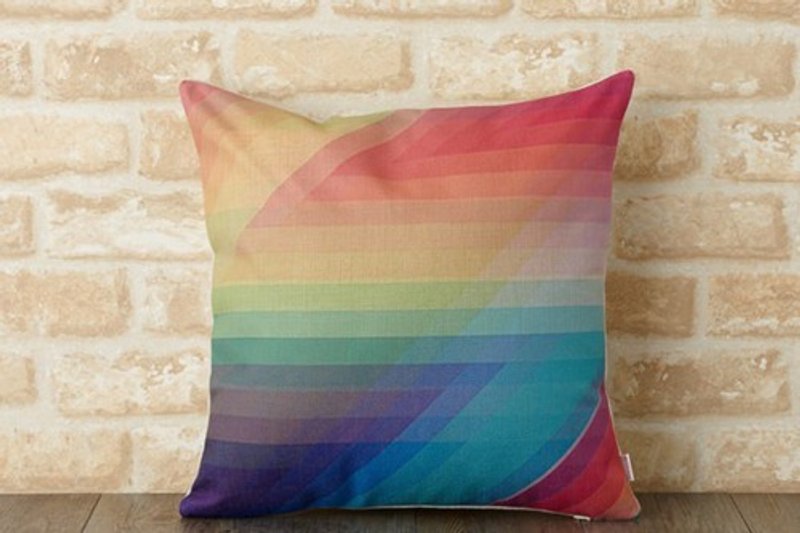 Cushion cover 45 × 45cm Rainbow natural Linen Rainbow diamond jubileecushionse462a - 摆饰 - 棉．麻 