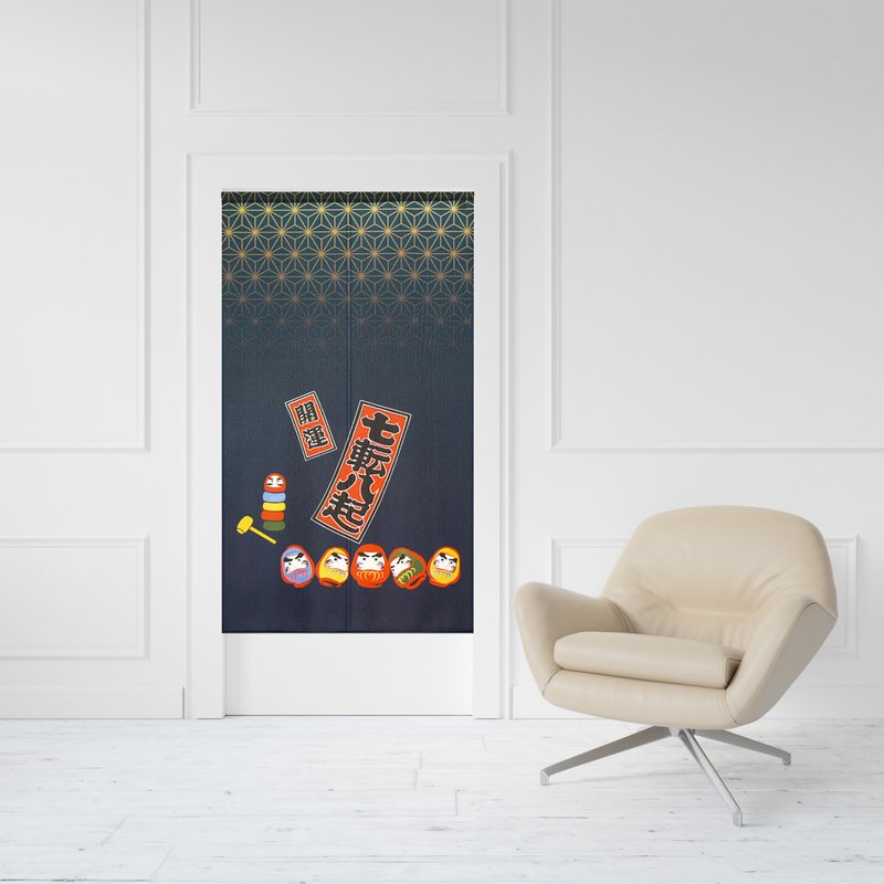 日本制コスモ长门帘达摩七福神幸运蓝 - 门帘/门牌 - 其他人造纤维 