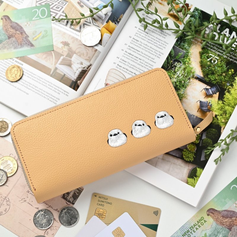 风琴式长夹 【 缩纹皮革刺绣 】长皮夹 本革 姬路皮革 HW43K - 皮夹/钱包 - 真皮 黄色