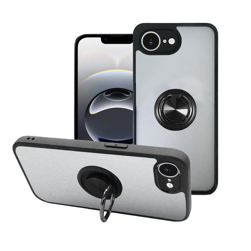 CASE SHOP iPhone 16e 指环支架站立保护壳-黑 - 手机壳/手机套 - 塑料 黑色