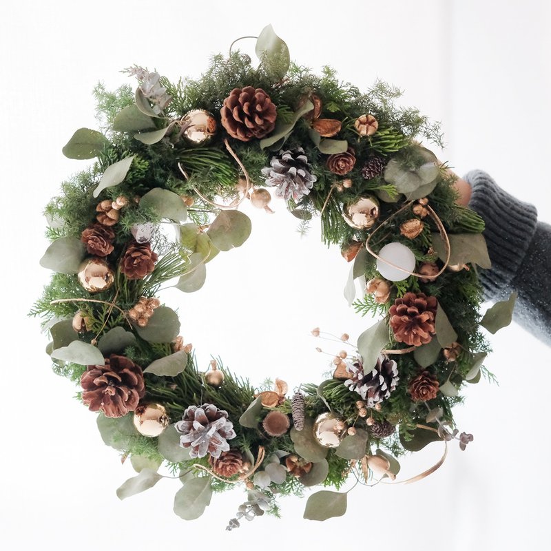 2025 - 金致奢华圣诞花圈 /圣诞礼物 交换礼物 圣诞节 - 干燥花/捧花 - 植物．花 绿色