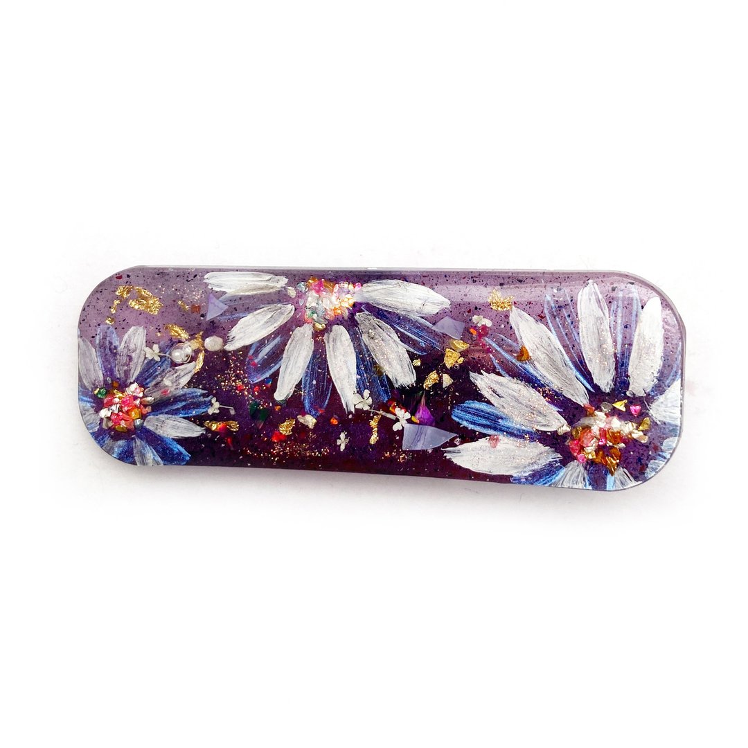 日本树脂手绘紫色花朵发夹 - 发饰 - 树脂 紫色