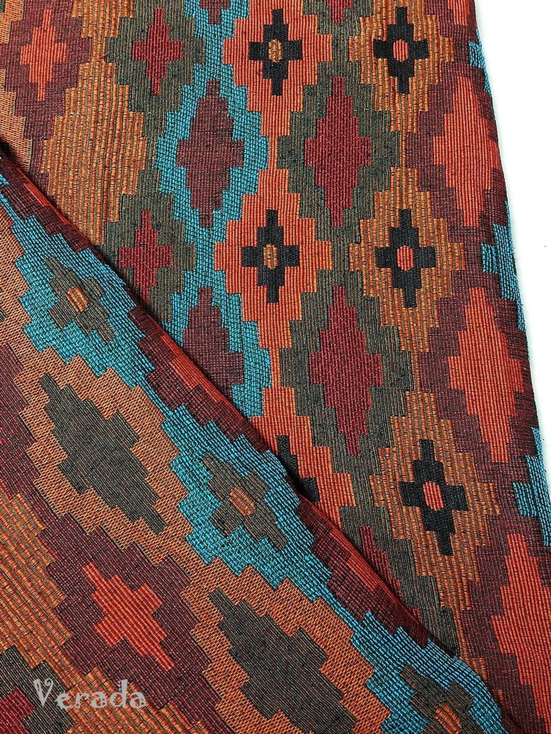 Multi-color Tribal Fabric Thai Woven Fabric Craft Supplies Textile 1/2 yard - 编织/刺绣/羊毛毡/裁缝 - 其他材质 橘色