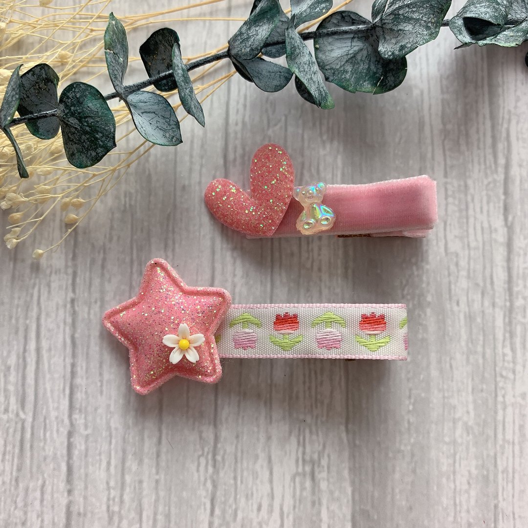 W&C手作 ||甜心宝贝赤ちゃん || 樱贝粉系列  一组2个 - 发饰 - 其他材质 多色