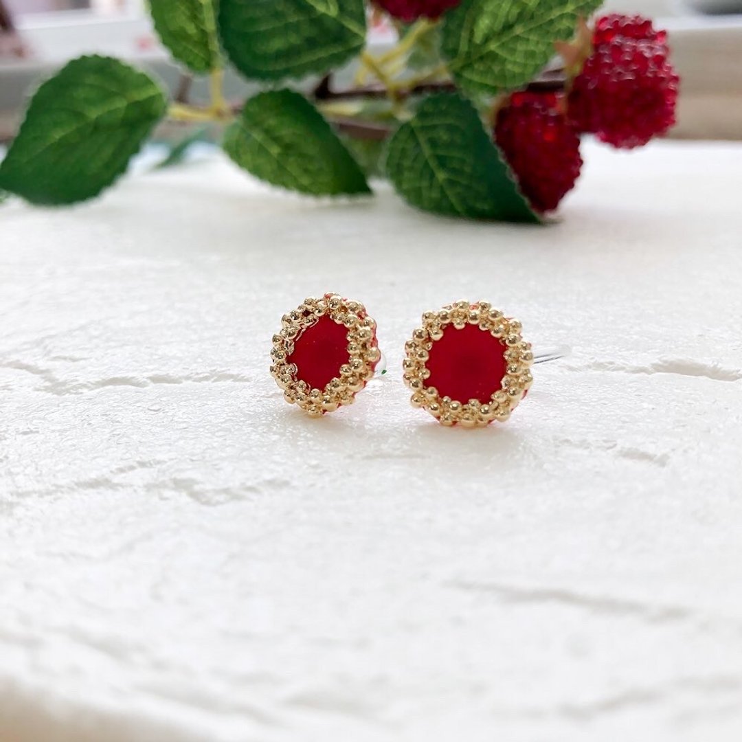 Nativity/Christmas/clay/vermilion grain earrings/clay/vermilion - 耳环/耳夹 - 粘土 红色