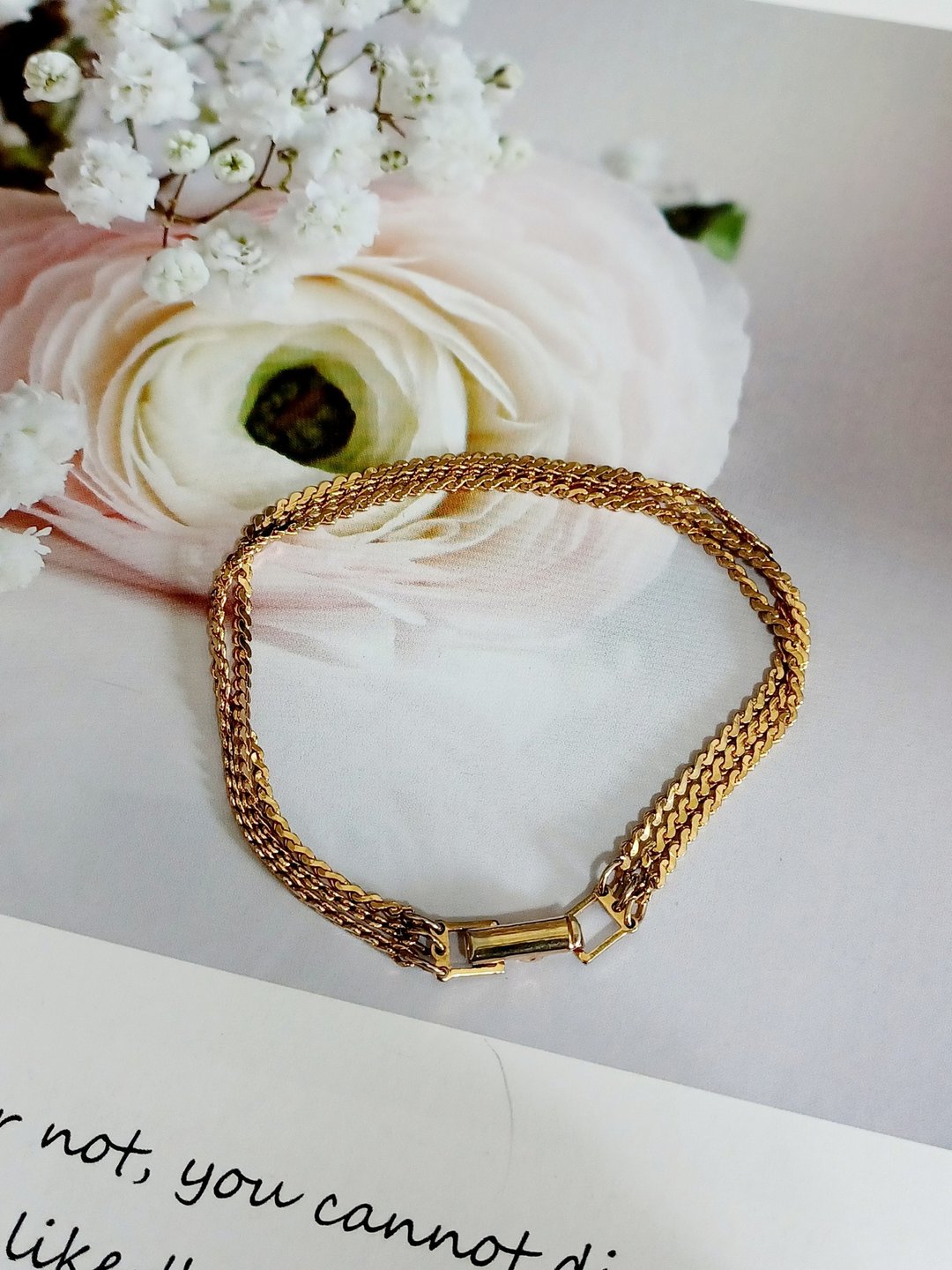 vintage jewelry  SARAH.COV 古董金色三链 细手链 - 手链/手环 - 其他金属 