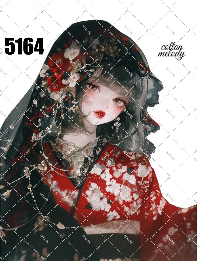 original sticker no.5164 人物贴纸 原创贴纸 原创人物贴纸 装饰贴纸 cotton melody - 贴纸 - 纸 