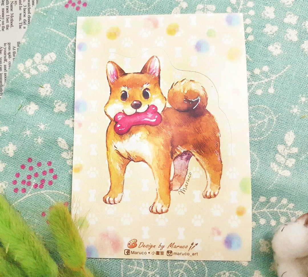 可爱柴犬-撕不破防水行李箱贴纸(大) - 贴纸 - 塑料 多色