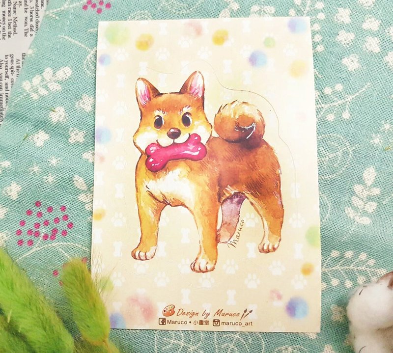 可爱柴犬-撕不破防水行李箱贴纸(大) - 贴纸 - 塑料 多色