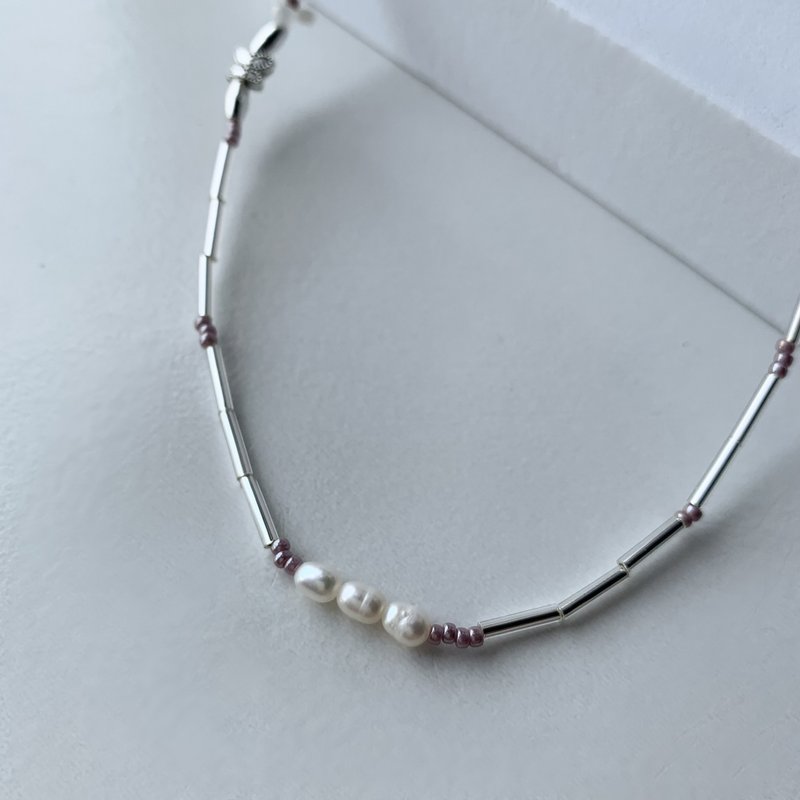 淡水珍珠花系列 串珠项链 - 项链 - 珍珠 银色