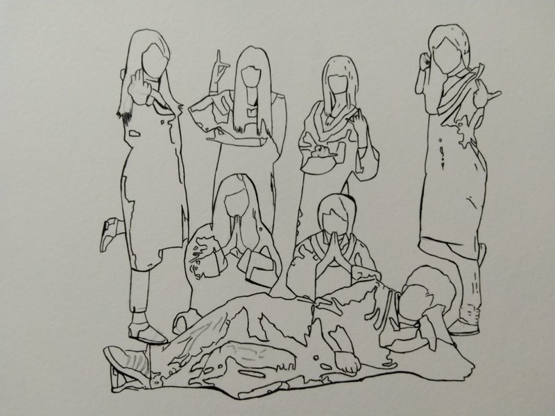 线条画 / 人像画 / 手绘 / 多人 - 订制画像 - 纸 