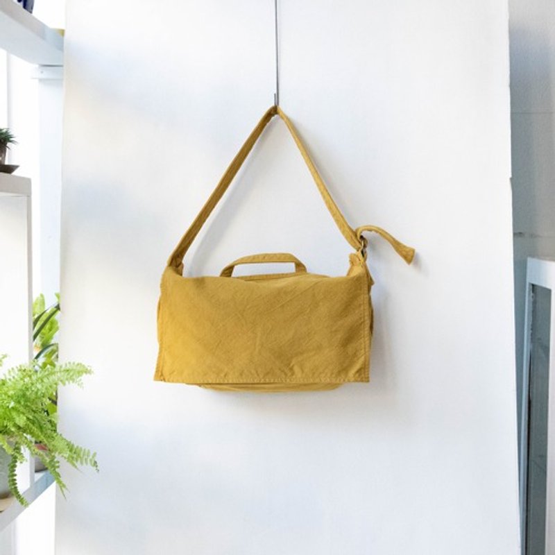 2WAY messenger bag L [mustard] (VC-6L) - 侧背包/斜挎包 - 棉．麻 黄色
