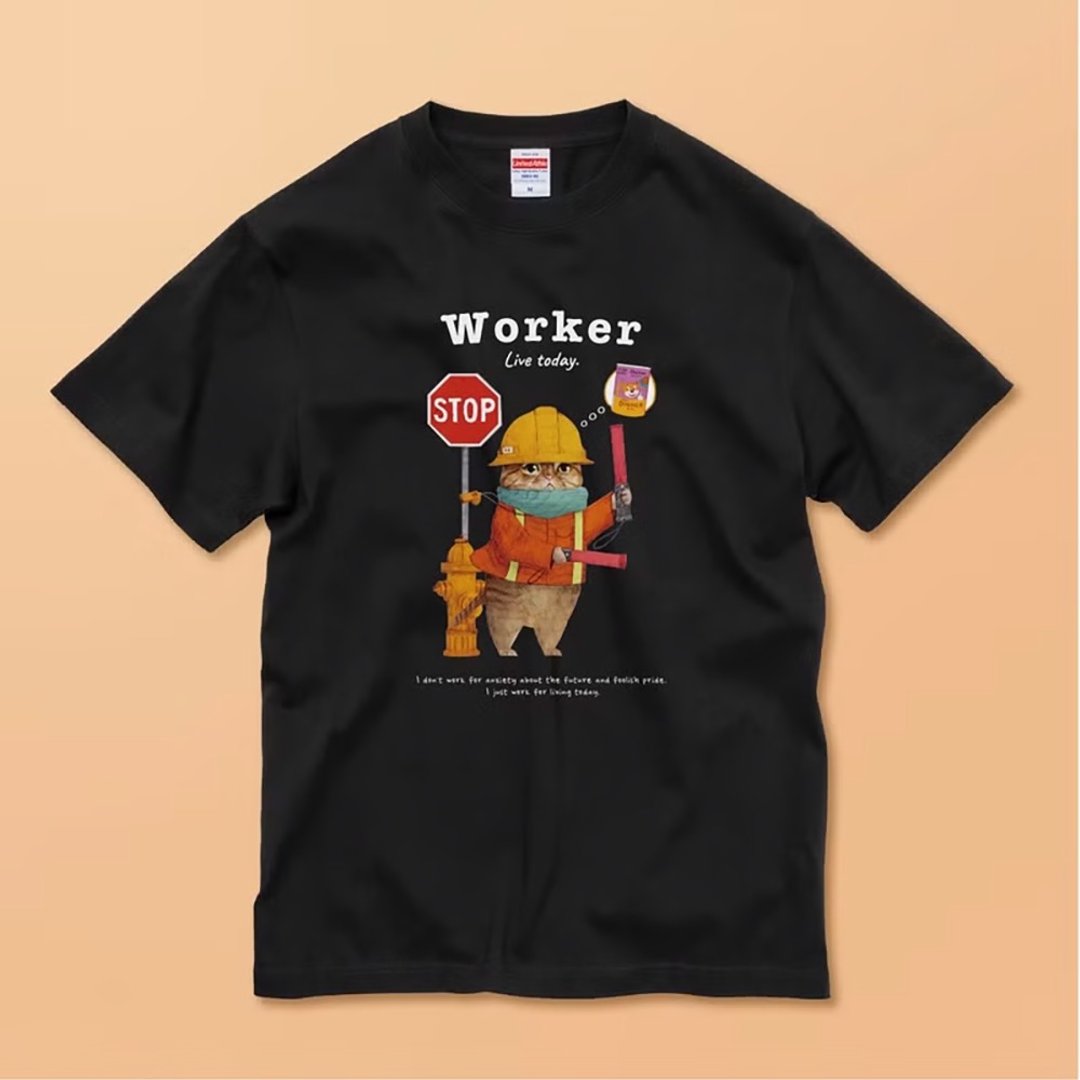 WORKER 辛勤工作的猫咪。 品质保证/经典纯棉T恤 - 女装 T 恤 - 棉 白色