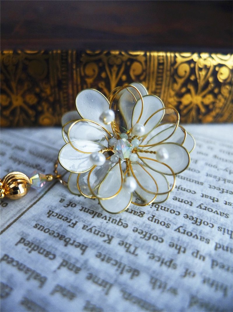 Little Witch | 雪地烟花 - 透白 - 耳环/耳夹 - 其他材质 白色