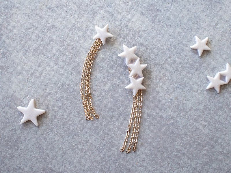 Citrus Star Earrings / Earrings - 耳环/耳夹 - 粘土 白色