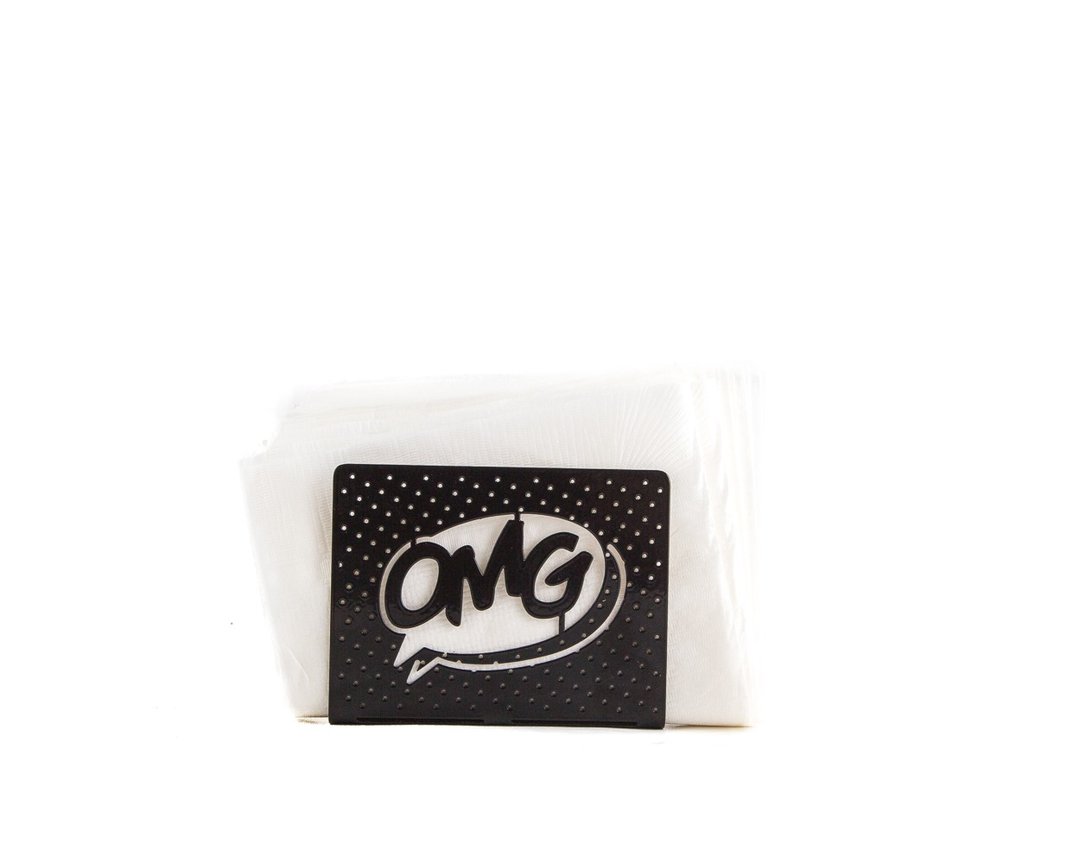 Napkin holder OMG. Comic book style decor - 餐刀/叉/匙组合 - 其他金属 黑色