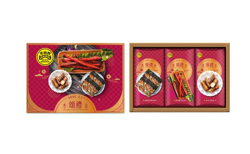 【黑桥牌】颂礼礼盒(常温礼盒) - 肉干/肉松 - 其他材质 红色