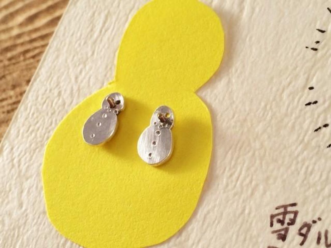 Snowman ☆ SV earrings - 耳环/耳夹 - 其他金属 银色