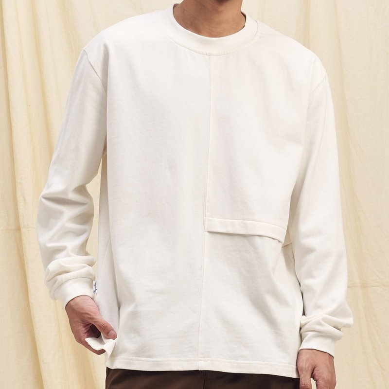 秋冬长袖T恤 /中性/简约款式/纯棉材质/素T/情侣/礼物 - 男装上衣/T 恤 - 棉．麻 白色