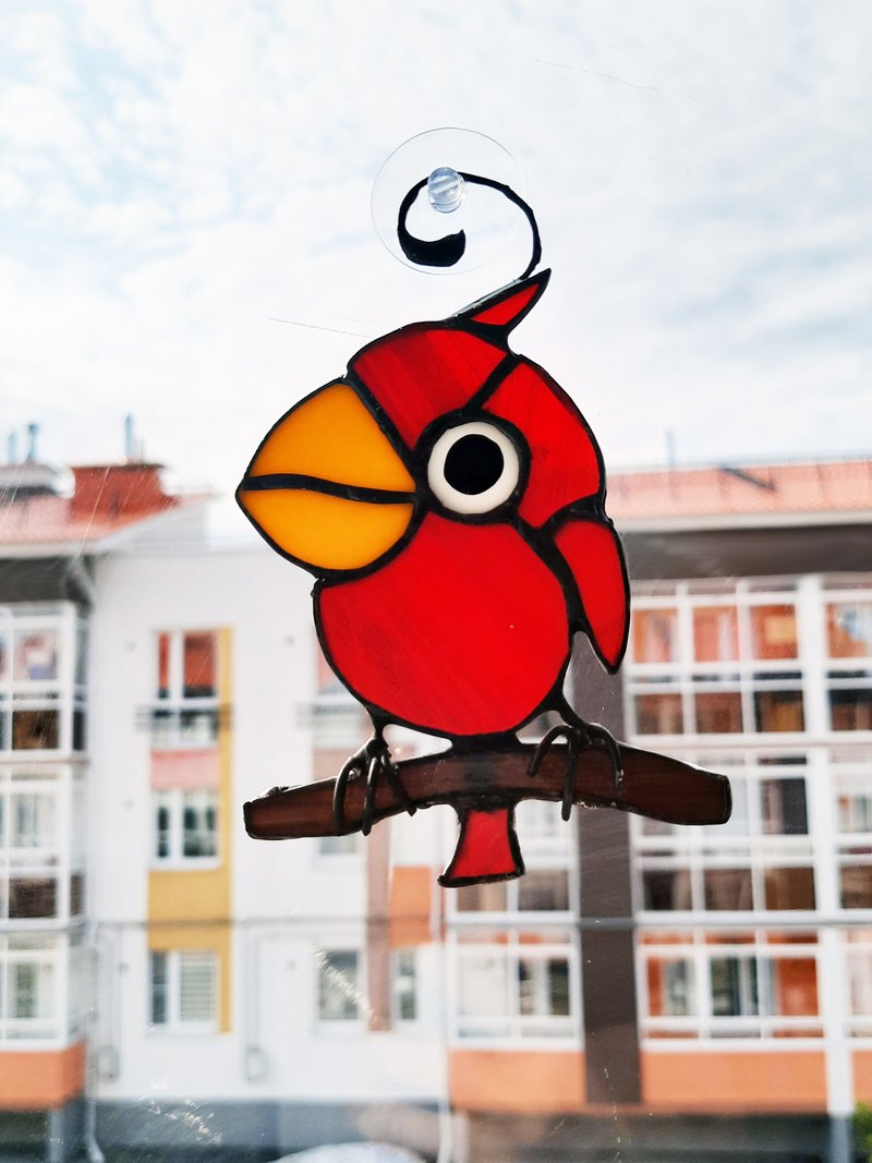 鸟类装饰  壁挂  红雀  彩绘玻璃  太阳镜 - 墙贴/壁贴 - 玻璃 红色