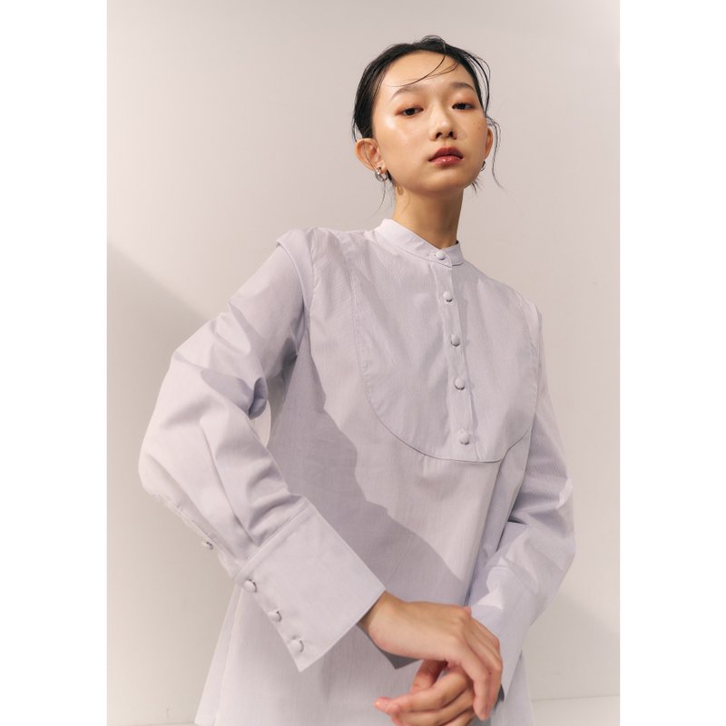 衬衫 /蓝色细直条纹 - 女装衬衫 - 其他材质 蓝色