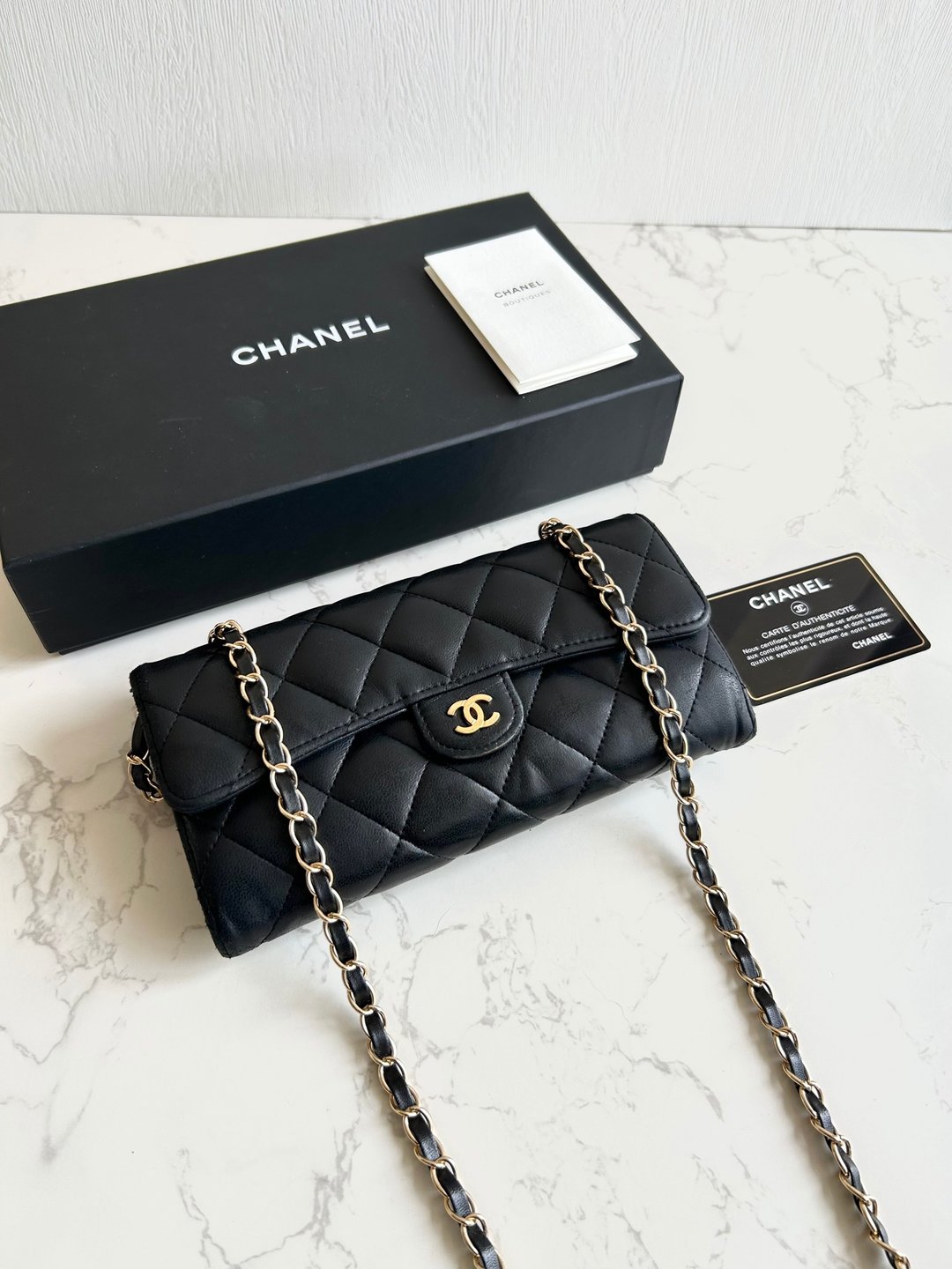 绝版古董包 Chanel 黑色 WOC 皮革包 侧背包 斜背包 中古二手包 长夹 - 侧背包/斜挎包 - 真皮 黑色