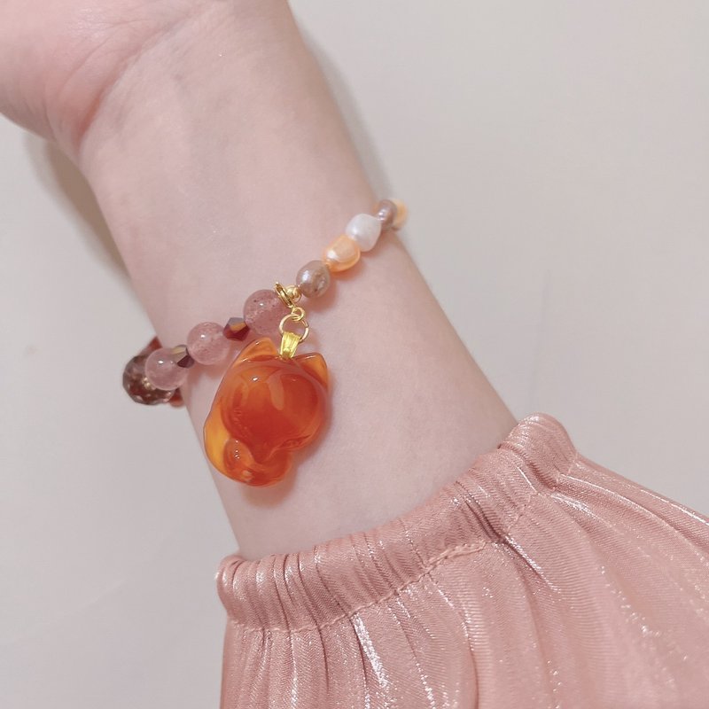 德蕗娜水晶－－－－娇滴滴蜜糖小狐仙水晶手链 - 手链/手环 - 水晶 橘色