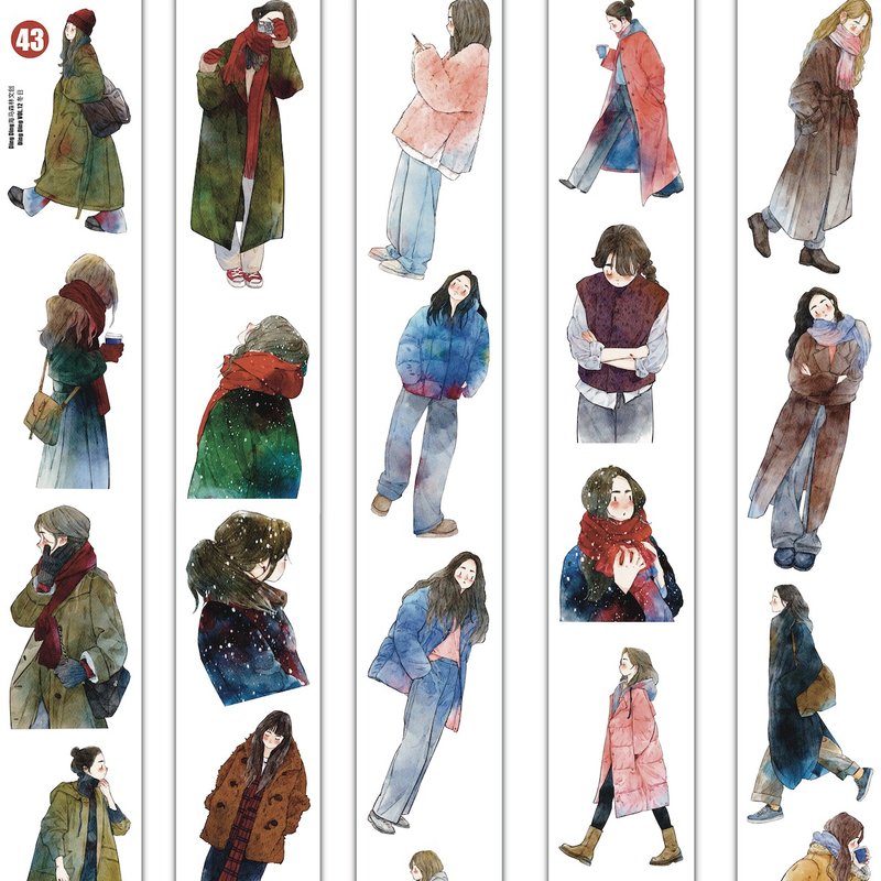 冬日 冬の装い コーデのヒント PET 和紙膠帶 10米卷 (kiss-cut) - 纸胶带 - 其他材质 多色