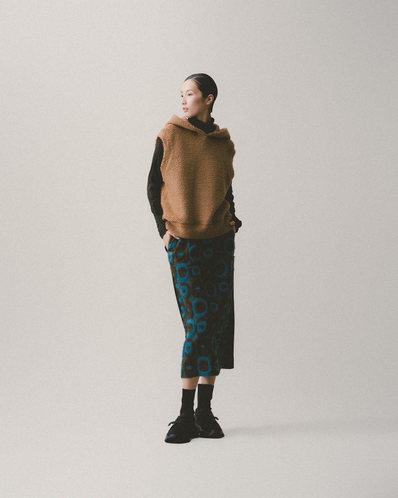 UUIN_绿圆圈咖啡针织裙 - 裙子 - 其他材质 蓝色