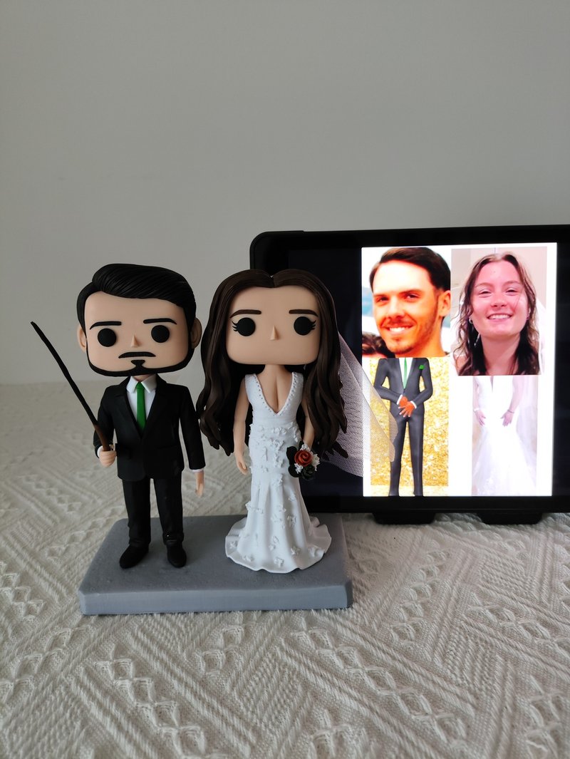 纯手工定制美国Funko Pop 自画像公仔情侣父母夫妻结婚周年礼物 - 玩偶/公仔 - 粘土 多色