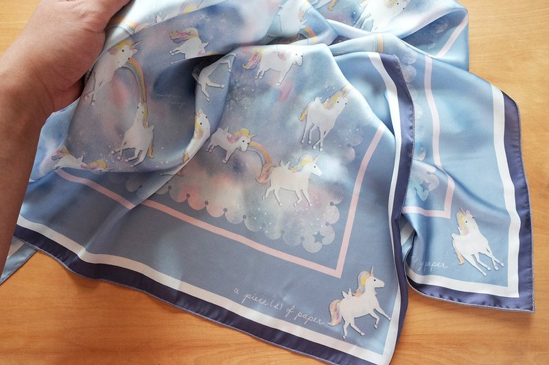 SCARF : Unicorn Way - 丝巾 - 聚酯纤维 蓝色