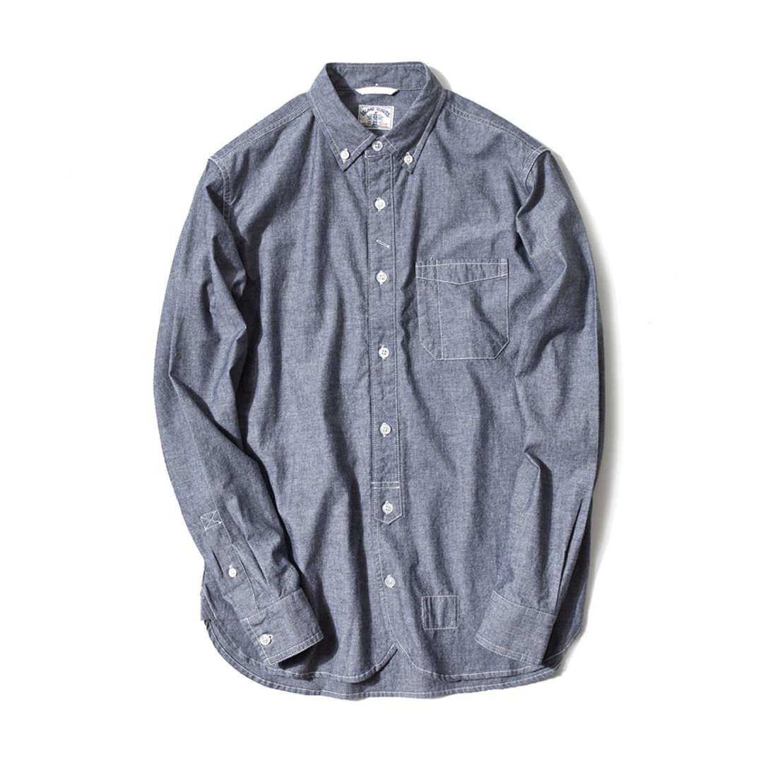 ISLAND SCOUTS 日本精棉青年布Chambray 工装衬衫 牛仔蓝做旧洗水 - 男装衬衫 - 棉 蓝色