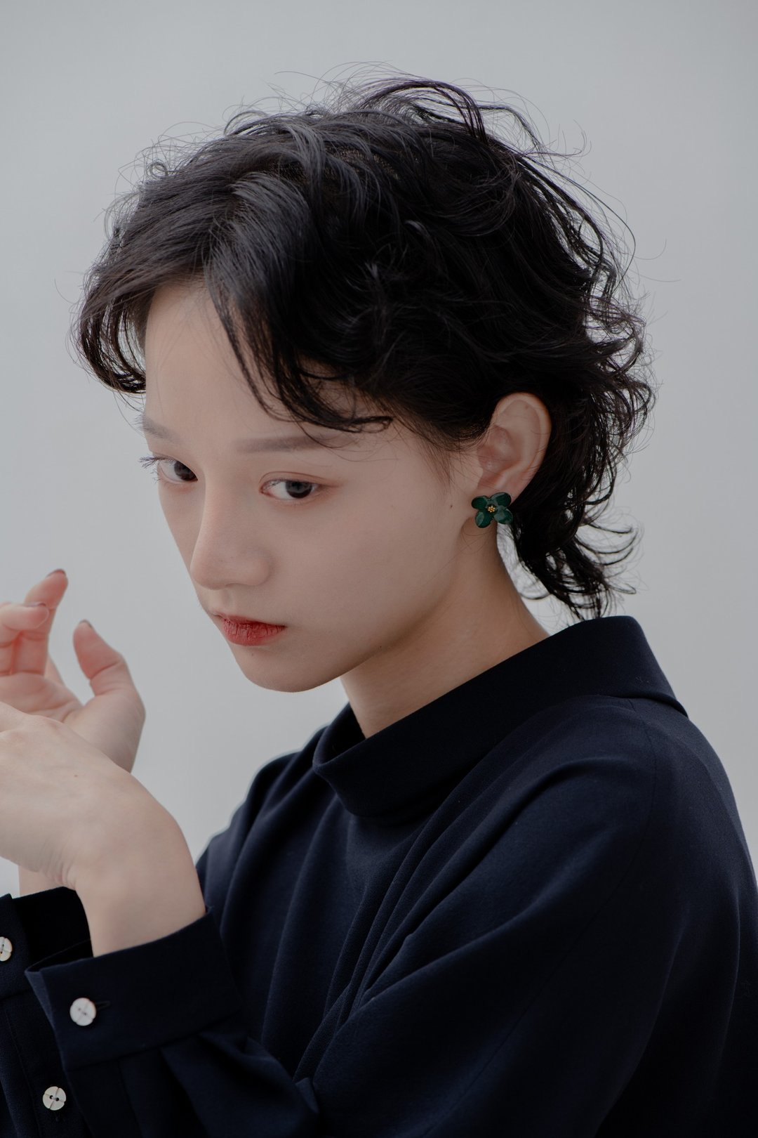 真花耳环-Love Earrings-Forest Green - 耳环/耳夹 - 植物．花 绿色