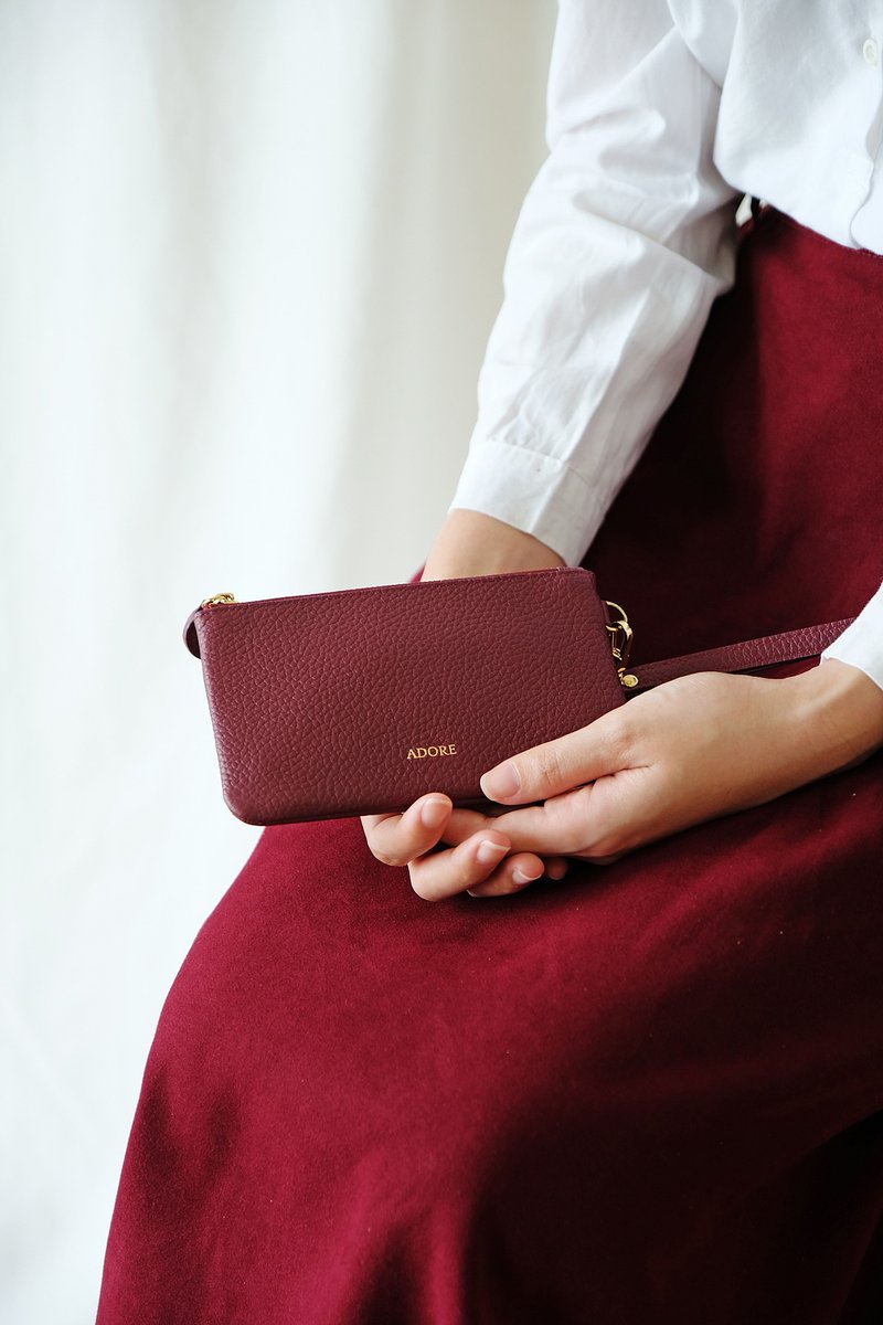 Handmade leather Coin Purse  - Maroon  (客製化零錢包) - 零钱包 - 真皮 紫色