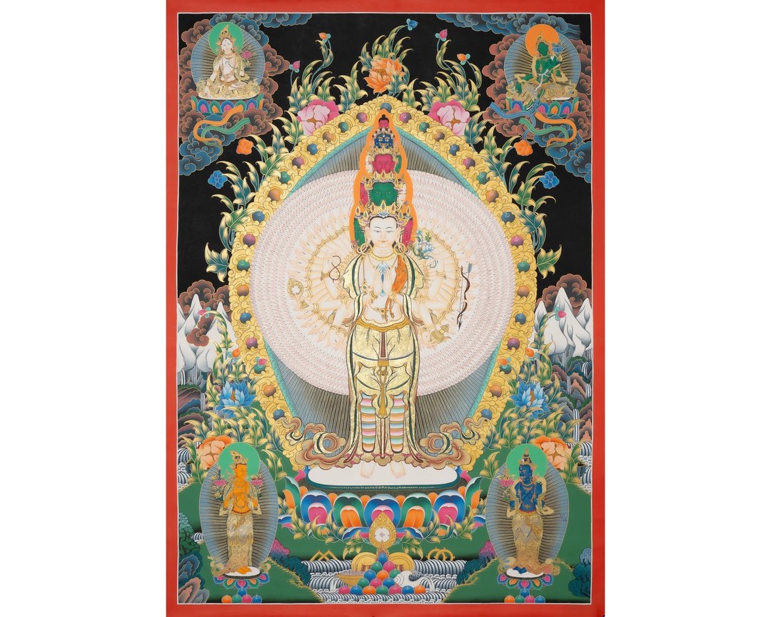 观音菩萨唐卡艺术——以24K金细节展现慈悲之化身 - 墙贴/壁贴 - 其他材质 多色