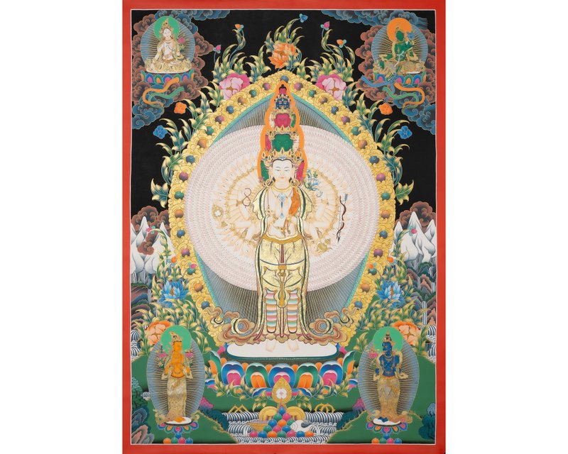 观音菩萨唐卡艺术——以24K金细节展现慈悲之化身 - 墙贴/壁贴 - 其他材质 多色