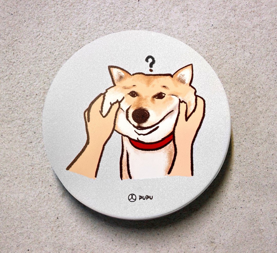 柴犬捏脸-原创插画-MIT莺歌-UV直喷-陶瓷吸水杯垫文创柴犬 - 杯垫 - 纸 