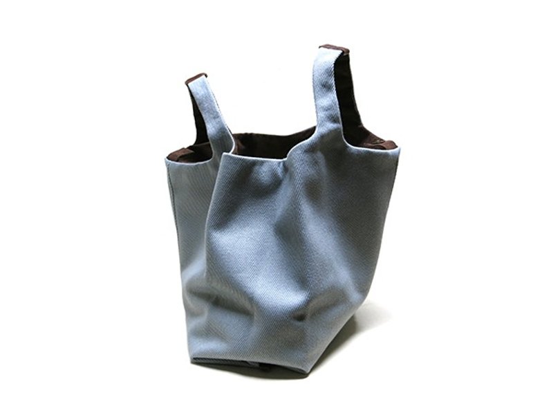 手提翻二包 / 正反面 两用包 L /  轻灰色+中烘咖啡色 - 手提包/手提袋 - 真皮 灰色