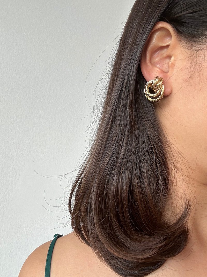 复古金属夹式耳环 #7 - 耳环/耳夹 - 其他金属 金色