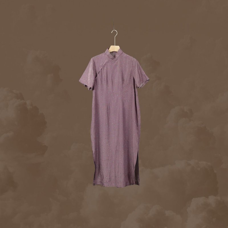 二手 紫色 薄荷绿软糖 古董订制 薄 短袖 旗袍 CA1125 - 洋装/连衣裙 - 聚酯纤维 紫色